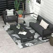 Outsunny Reversible Outdoor Garden Rug – Grey & White Leaf (182 x 274cm) - Clara Shade Sails - Outsunny - 