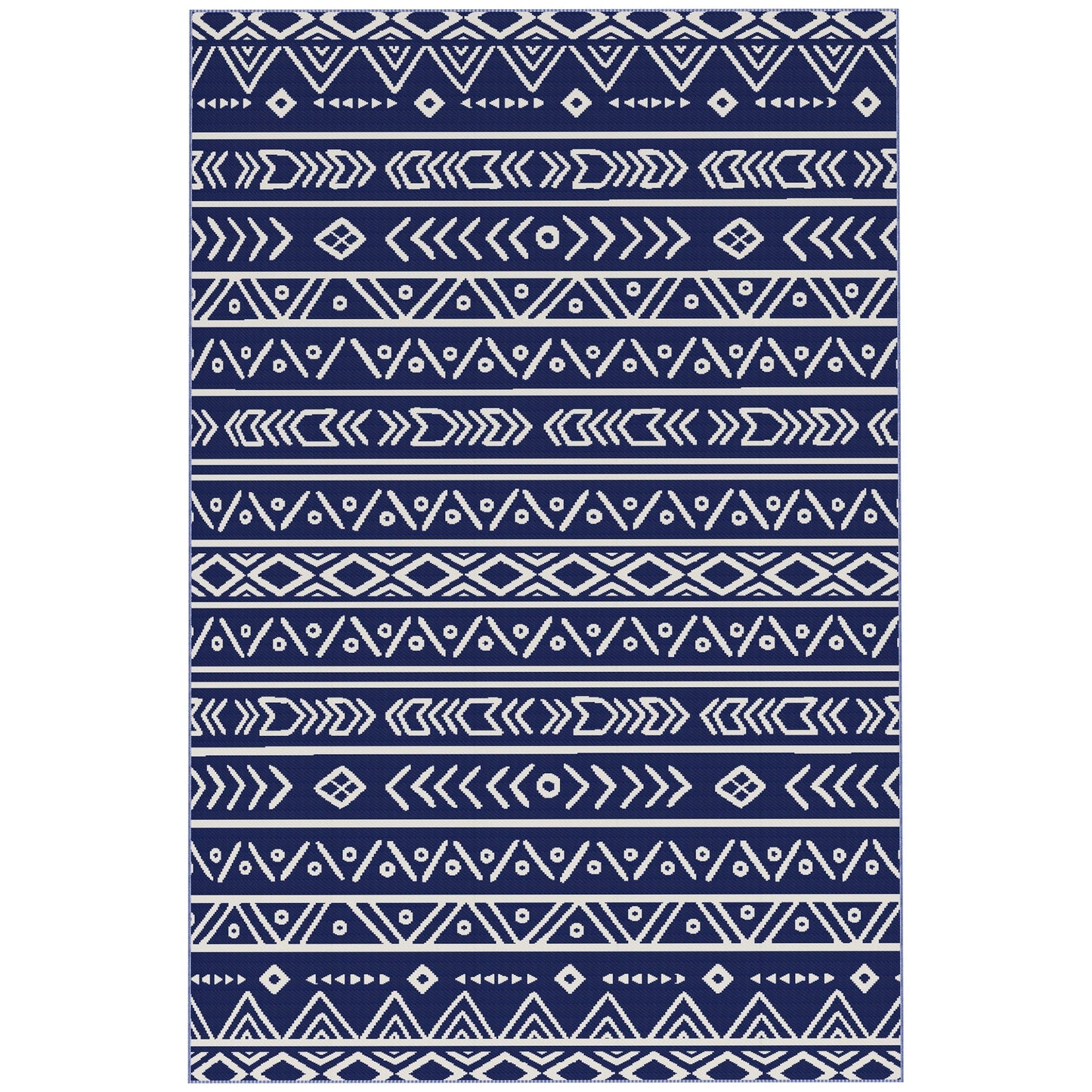 Outsunny Reversible Outdoor Rug with Carry Bag – Dark Blue & White (182cm × 274cm) - Clara Shade Sails - Outsunny - 