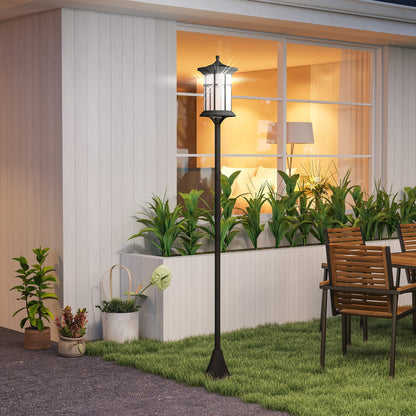 Outsunny Set of Two 1.8m Traditional Solar Lamp Posts – Black - Clara Shade Sails - Outsunny - 