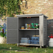 Outsunny Wooden Shutter Panel Garden Cabinet Shed - Natural Wood or Grey - Clara Shade Sails - Outsunny - Grey - 