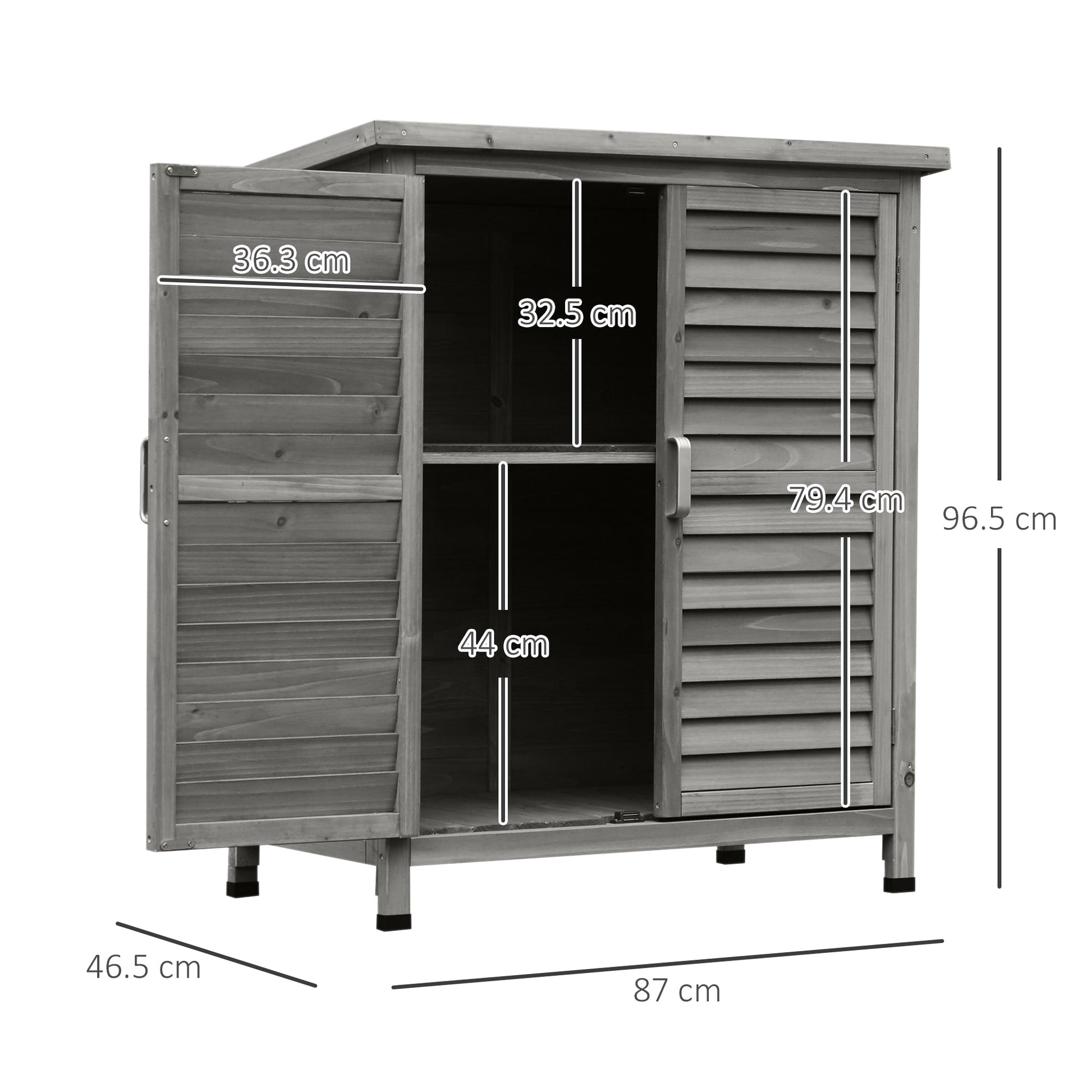 Outsunny Wooden Shutter Panel Garden Cabinet Shed - Natural Wood or Grey - Clara Shade Sails - Outsunny - Grey - 