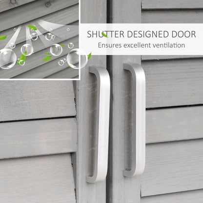 Outsunny Wooden Shutter Panel Garden Cabinet Shed - Natural Wood or Grey - Clara Shade Sails - Outsunny - Grey - 