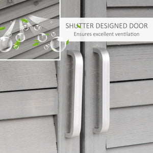Outsunny Wooden Shutter Panel Garden Cabinet Shed - Natural Wood or Grey - Clara Shade Sails - Outsunny - Grey - 