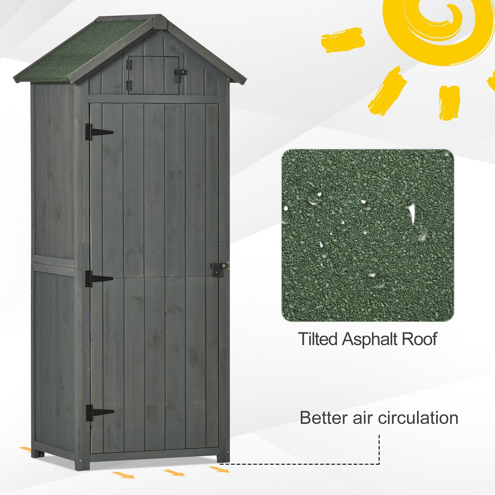 Outsunny Wooden Vertical Garden Shed - Natural Wood, Grey, Green, Blue - Clara Shade Sails - Outsunny - Blue - 