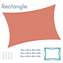 Rectangle Terracotta Sun Shade Sail - Water Resistant UV Garden Canopy Awning 2m x 3m, 3m x 4m, 4m x 5m - Clara Shade Sails - Clara Shade Sails - 2m x 3m - 