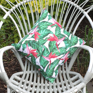 Bird of Paradise Water Resistant Garden Cushion Cover - Garden Scatter Pillow Cover Tropical Jungle Rainforest Clara Shade Sails