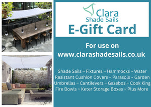 Clara Shade Sails E-Gift Cards £10, £25, £50, £100 Clara Shade Sails