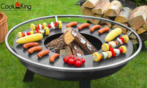 Cook King Fire Bowl Pit Grill Plate Garden and Outdoor Patio Entertaining Portable Metal Round 80cm Cook King