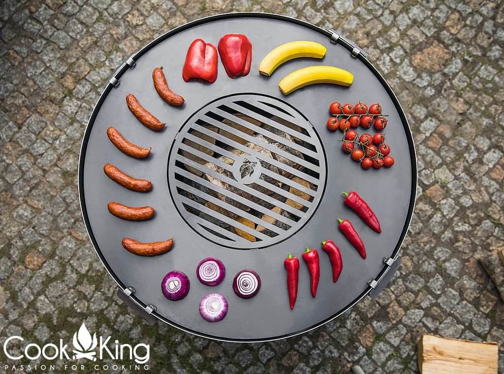 Cook King Fire Bowl Pit Grill Plate Garden and Outdoor Patio Entertaining Portable Metal Round 80cm Cook King