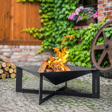 Cuba Square Fire Bowl Pit 70cm - Cook King Garden and Outdoor Patio Entertaining Portable Metal Square Fire Bowl Cook King