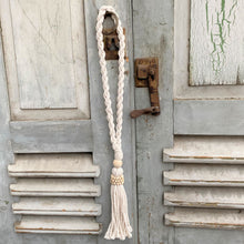 Decorative Macramé and Natural Bead Garland Tassel - Cotton Wood Curtain Tieback Wall Hanging 35cm Clara Shade Sails