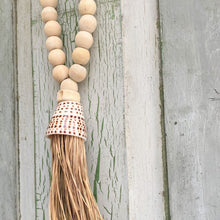 Decorative Macramé Shell & Wooden Bead Garland Tassel - Cotton Curtain Tieback Wall Hanging 35cm Clara Shade Sails