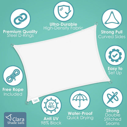 Equilateral Triangle 2m - Clara Sun Shade Sail White Waterproof Patio Garden Sun Canopy Awning Clara Shade Sails
