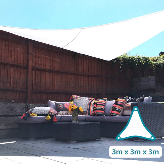 Equilateral Triangle 3m - Clara Sun Shade Sail -  White Waterproof Canopy Awning Gazebo for Patio Garden Clara Shade Sails