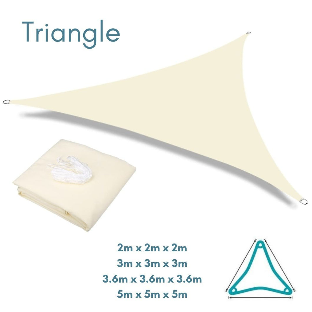 Equilateral Triangle Beige - Sun Shade Sail - Water Resistant UV Garden Canopy Awning 2m 3m 3.6m 5m Clara Shade Sails