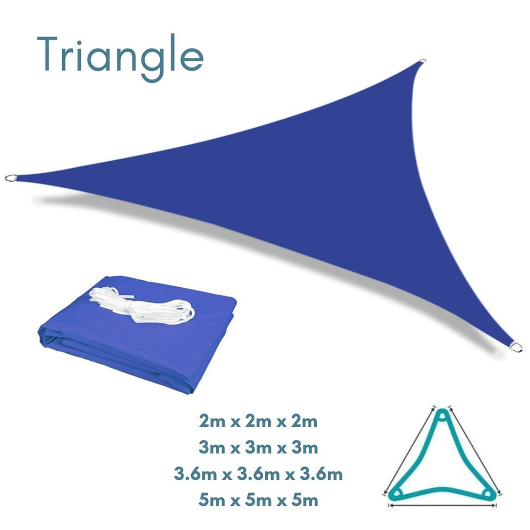 Equilateral Triangle Blue - Sun Shade Sail - Water Resistant UV Garden Canopy Awning 2m 3m 3.6m 5m Clara Shade Sails