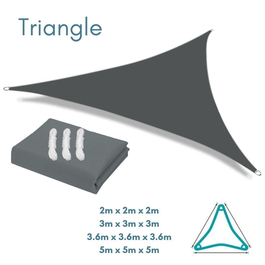 Equilateral Triangle Dark Grey - Sun Shade Sail - Water Resistant UV Garden Canopy Awning 2m 3m 3.6m 5m Clara Shade Sails