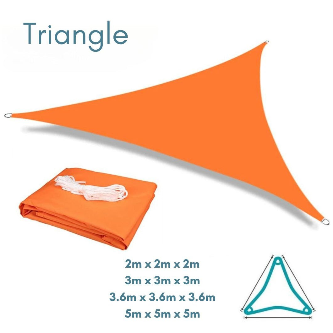Equilateral Triangle Orange - Sun Shade Sail - Water Resistant UV Garden Canopy Awning 2m 3m 3.6m 5m Clara Shade Sails
