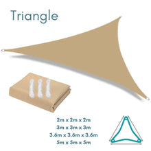 Equilateral Triangle Sand - Sun Shade Sail - Water Resistant UV Garden Canopy Awning 2m 3m 3.6m 5m Clara Shade Sails