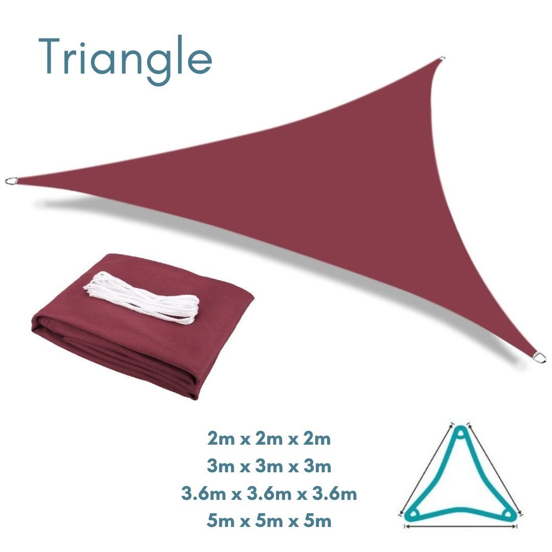 Wine Red Shade Sail Equilateral Triangle water resistant UV resistant