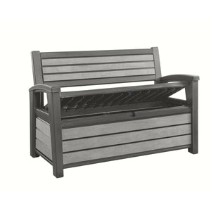 Keter Hudson Garden Bench Storage Box Wood Effect 227L Anthracite Keter