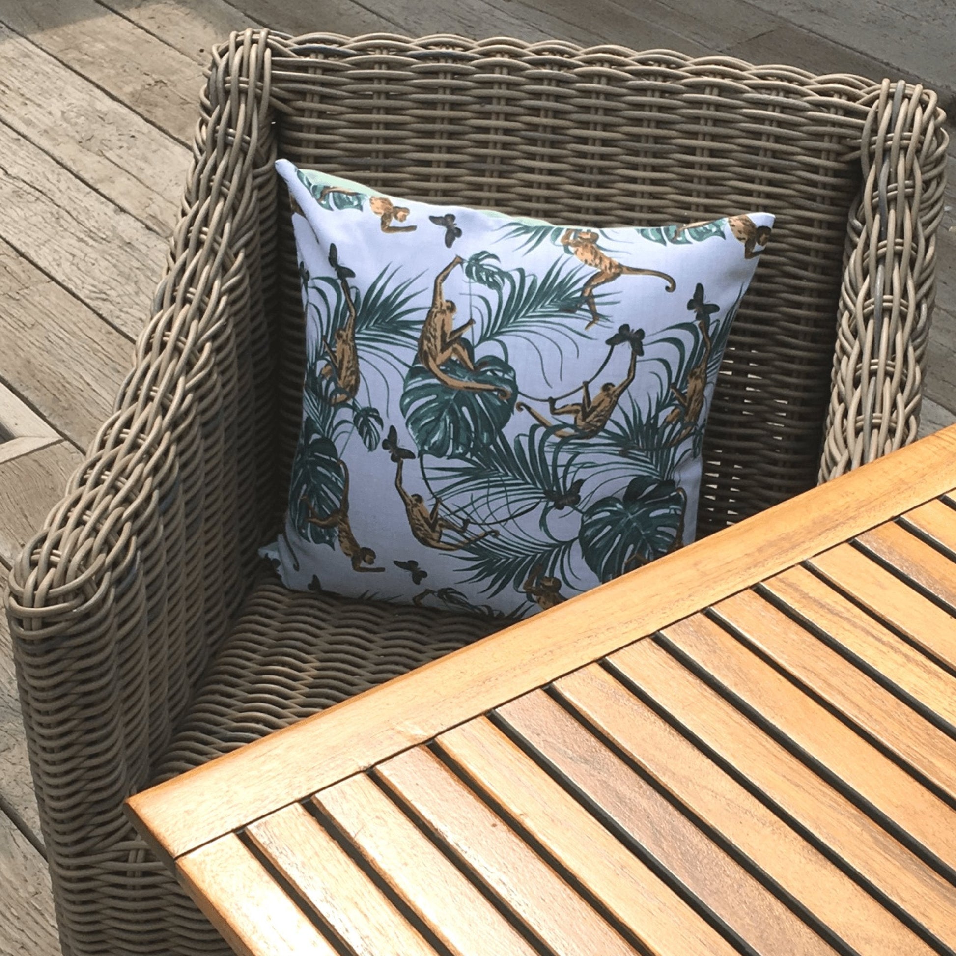 Monkey Water Resistant Garden Cushion Covers Scatter Pillow Cover Tropical Jungle Rainforest Clara Shade Sails