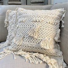Natural Cotton Macramé Cushion Cover Tassels Fringe Bohemian 45cm Clara Shade Sails