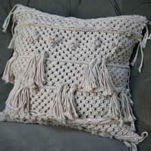 Natural Cotton Macramé Cushion Cover Tassels Fringe Bohemian 45cm Clara Shade Sails
