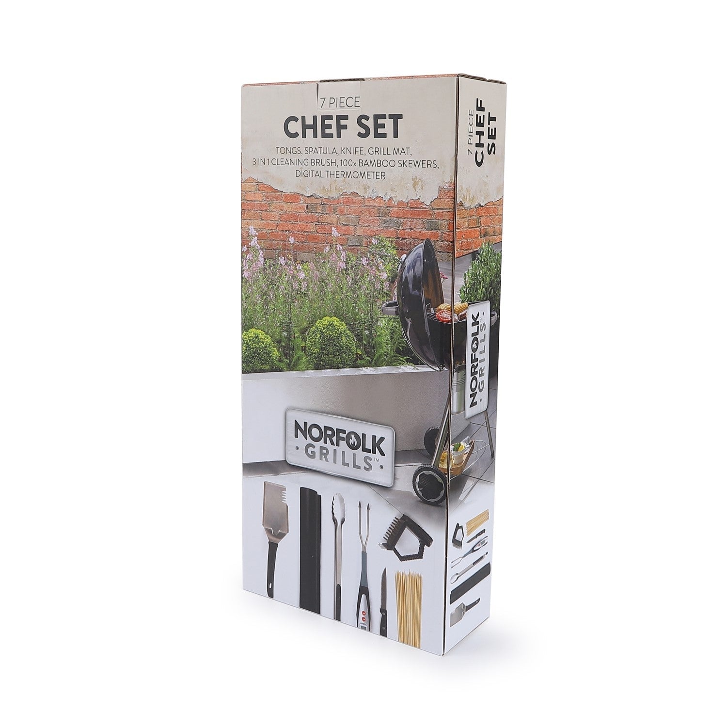 Norfolk Grills BBQ Tool Kit 7 Piece Tongs Spatula Digital Thermometer Gift Set Norfolk Leisure