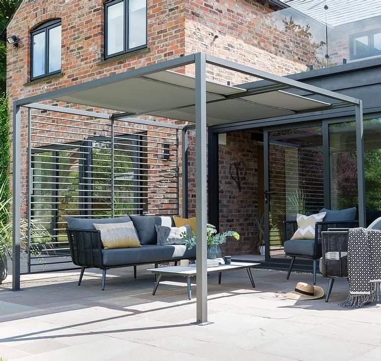 Norfolk Leisure Modern Grey Sliding Roof Gazebo Pergola - Square 2.8m Norfolk Leisure