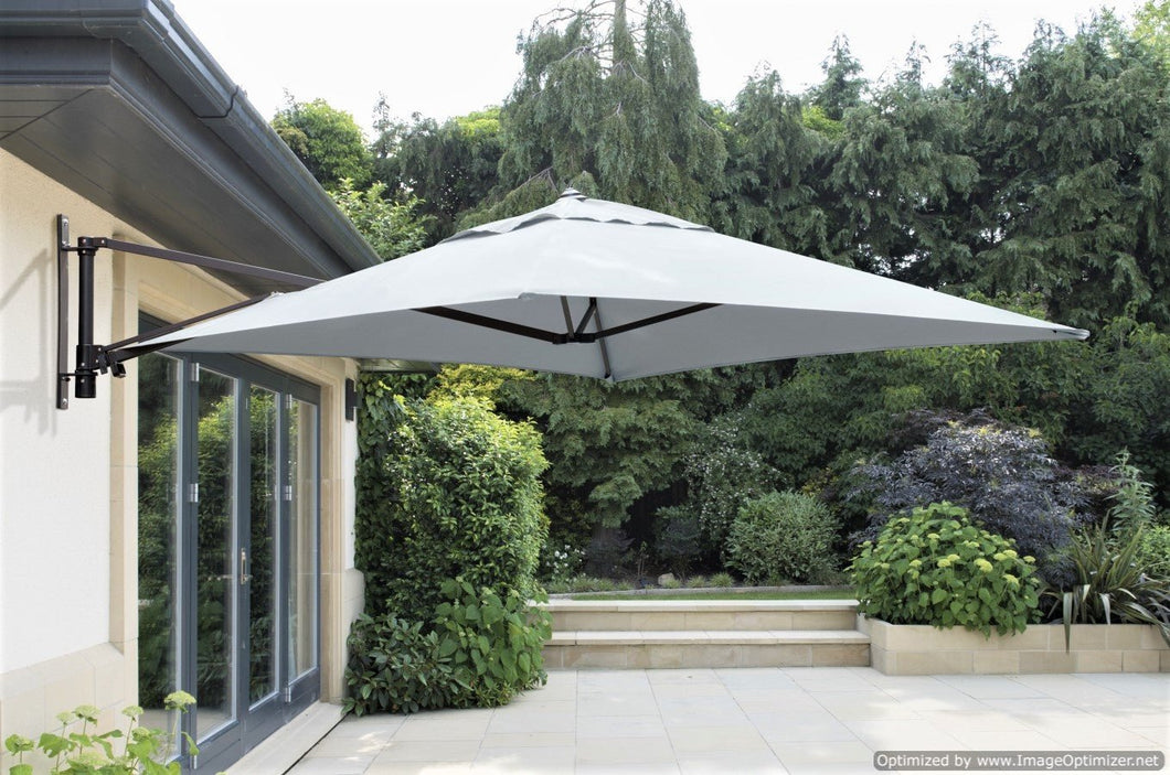 Norfolk Leisure Wall Mounted Cantilever Parasol Umbrella for Garden Patio Terrace 2m Square Taupe or Grey - INCLUDES MATCHING COVER Norfolk Leisure