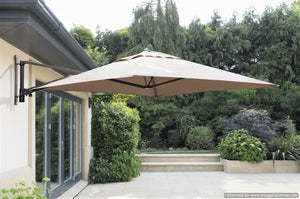 Norfolk Leisure Wall Mounted Cantilever Parasol Umbrella for Garden Patio Terrace 2m Square Taupe or Grey - INCLUDES MATCHING COVER Norfolk Leisure