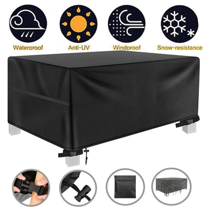 Outdoor Garden Table Cover Waterproof Wind-Proof Anti-UV -125cm x 63cm, 125cm x 125cm, 170cm x 94cm, 180cm x 120cm
