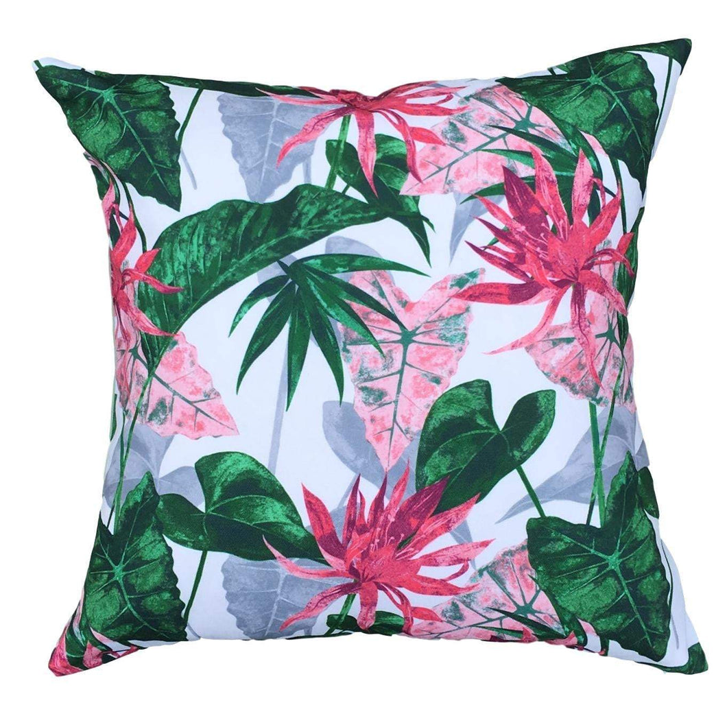 Pink Flower Water Resistant Garden Cushion Cover Scatter Pillow Cover Tropical Jungle Rainforest Clara Shade Sails