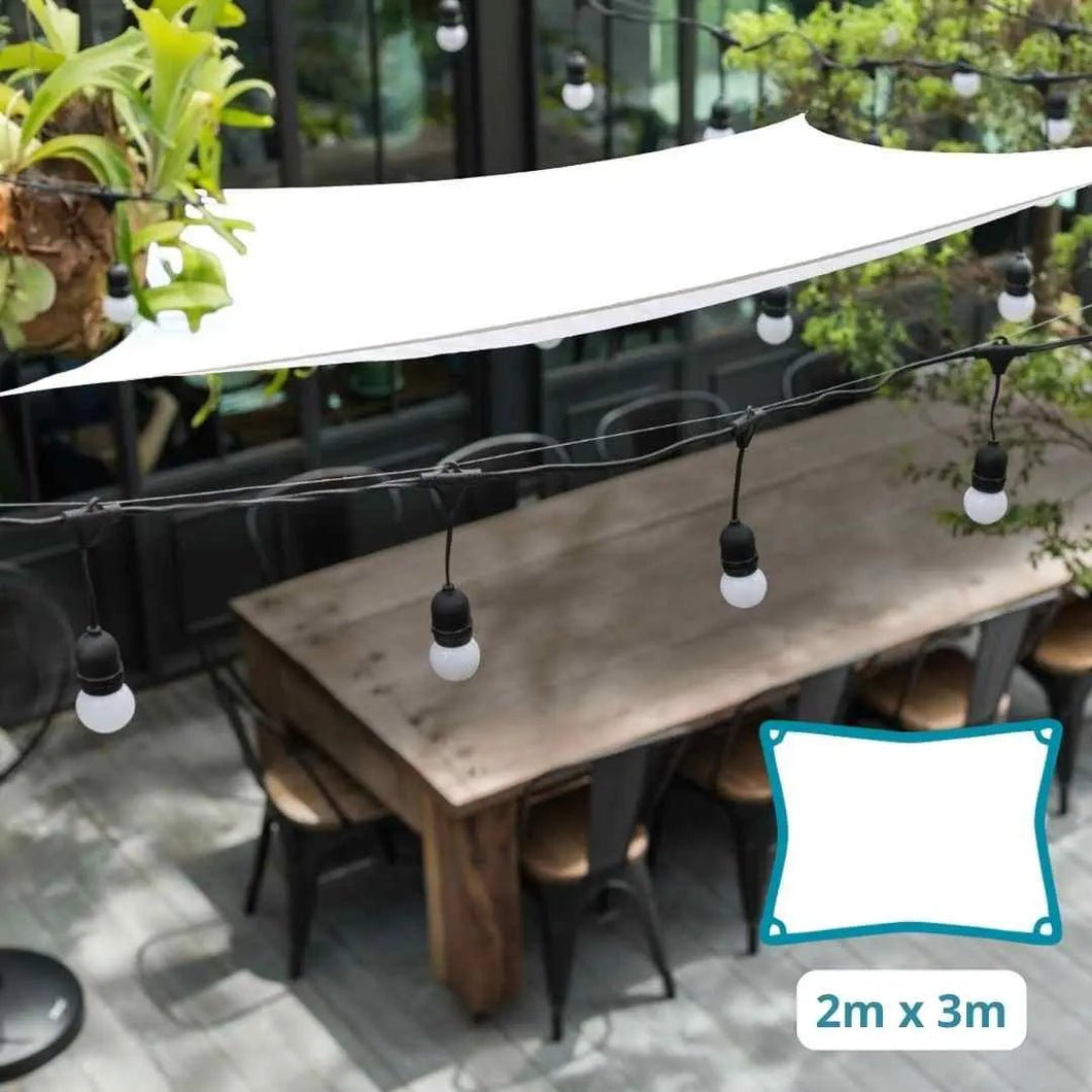 Rectangle 3m x 2m - Clara Sun Shade Sail -  White Waterproof Canopy Awning Gazebo for Patio Garden Clara Shade Sails