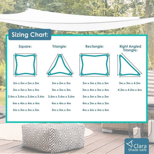 Rectangle 4m x 6m - Clara Sun Shade Sail White Waterproof Patio Garden Canopy Awning Clara Shade Sails