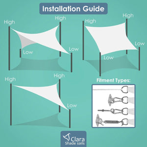 Rectangle Beige - Sun Shade Sail - Water Resistant UV Garden Canopy Awning 2m x 3m, 2m x 4m, 3m x 4m, 3m x 5m, 4m x 5m, 4m x 6m Clara Shade Sails