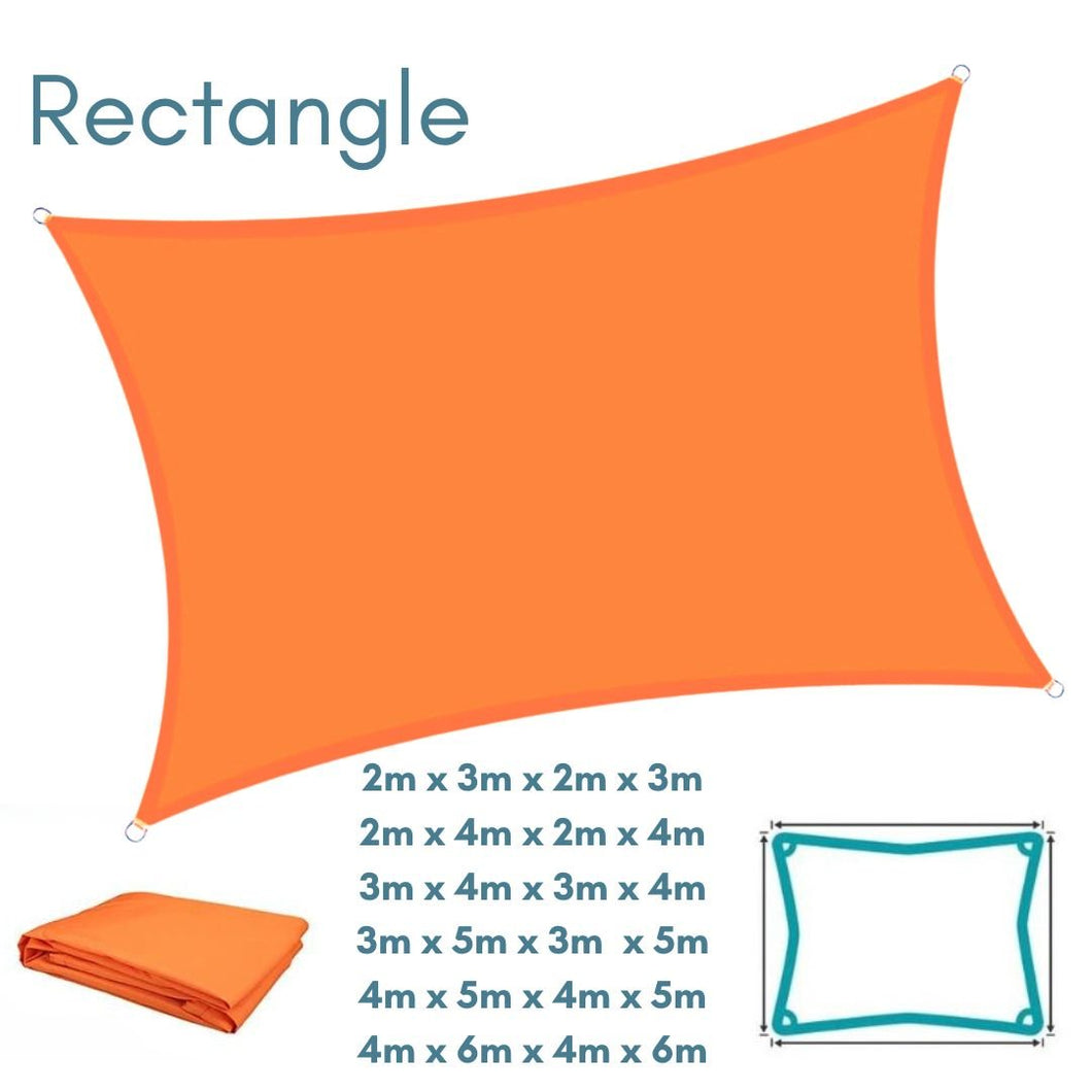 Rectangle Orange Sun Shade Sail - Water Resistant UV Garden Canopy Awning 2m x 3m, 3m x 4m, 3m x 5m, 4m x 5m, 4m x 6m Clara Shade Sails