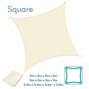 Square Beige Sun Shade Sail - Water Resistant UV Garden Canopy Awning 2m 3m 3.6m Clara Shade Sails