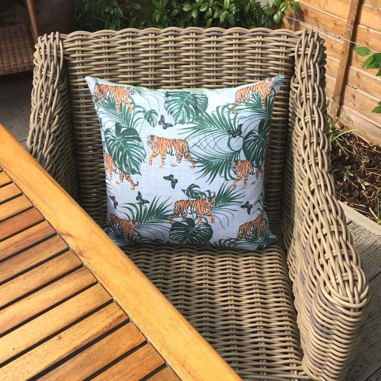 Water Resistant Garden Cushion Cover Scatter Pillow Cover Tropical Jungle Rainforest Monkey Tiger Clara Shade Sails