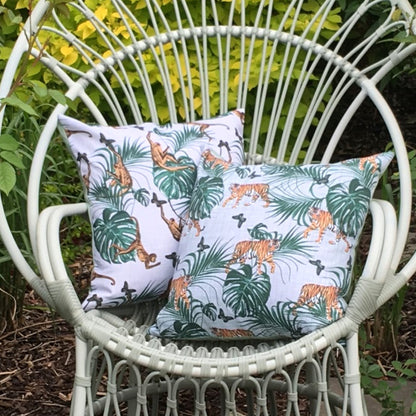 Water Resistant Garden Cushion Cover Scatter Pillow Cover Tropical Jungle Rainforest Monkey Tiger Clara Shade Sails