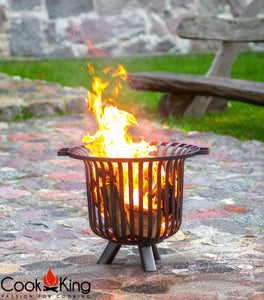 Verona Fire Basket - Cook King Garden and Outdoor Patio Entertaining Portable Metal Round 60cm Cook King